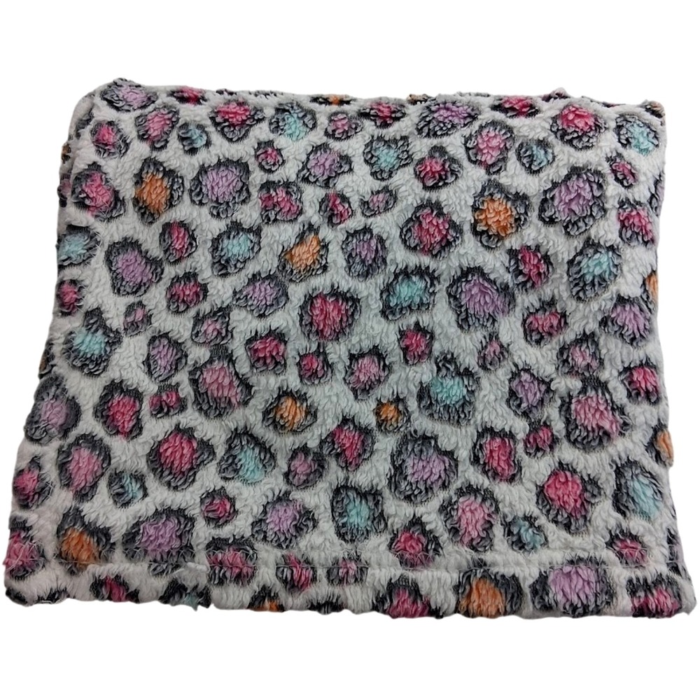 Cutie Pie Leopard Print Baby Blanket htf White Black Blue Pink Orange Lovey Girl